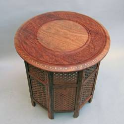 Hand Carved Wooden Octagonal Table