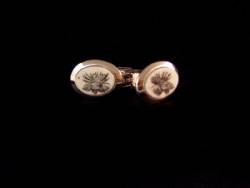 Silvertone Scrimshaw Bone Cuff Links