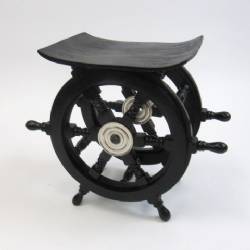 Wooden Pirate Ship Wheel Table with Aluminum Hub