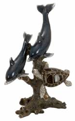Dolphins And Sea Turtle Cold Cast Statue Sculpture