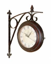 Railway Station Train Double Sided Metal Clock