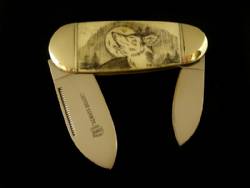 Scrimshaw Elephant Toe 2 Blade Knife