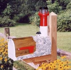 Wooden Lighthouse Mailbox Barnequat
