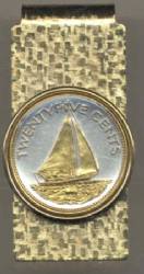 Bahamas 25 cent Sail boat Money Clip