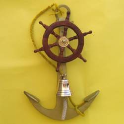 Aluminum Anchor With Ship Wheel, Bell