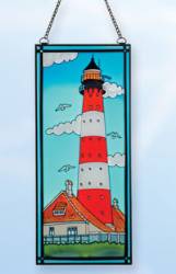 Stain Glass Lighthouse Red Horizon