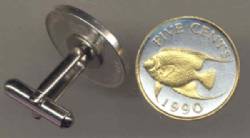 Bermuda 5 Cent Angel Fish Cuff Links