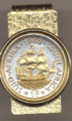 So. African penny Old Sailing ship Money Clip
