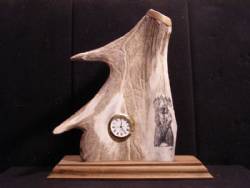 Antler Desk Clock With Scrimshaw
