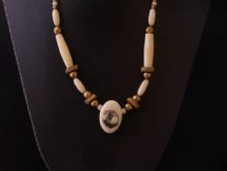Scrimshaw Bone Necklace