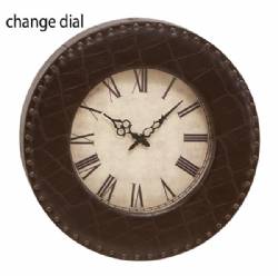 Royal Round Wood N Leather Wall Clock