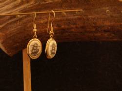 Mammoth Ivory Scrimshaw Earrings