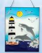 Stain Glass Lighthouse Dolphin
