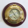 Porthole Barometer And Thermometer on Wood Base