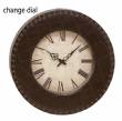 Royal Round Wood N Leather Wall Clock