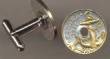 Spanish 50 Centimes Anchor & Ships Wheel Cuff Links