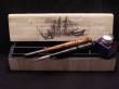 Scrimshaw Bone Box With Pens and Ink Well