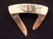 Scrimshaw 2 Blade Knife With Mammoth Ivory Handle