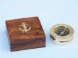 Brass Paperweight Compass With Rosewood Box 3"